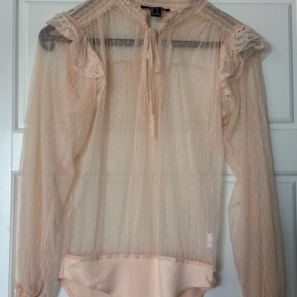 Elegant Sheer Lace Blouse - Cream